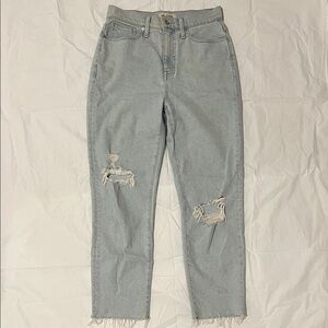 Madewell High Rise Light Wash Ripped Jeans